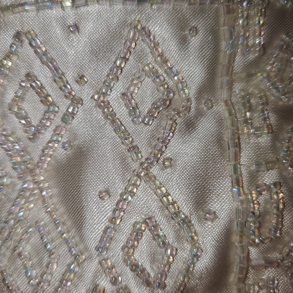 Beaded Long shoulder strap White purse - Picture 3 of 8